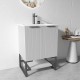 3D-2H 600x450x850mm Grey Floor Standing Plywood Vanity with Stainless Black Frame Leg And Shelf